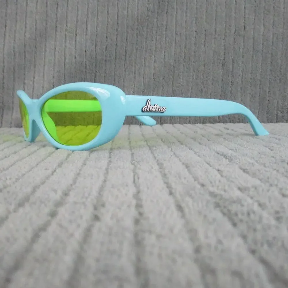 New Divine Eyewear Medusa Light Blue/Clear Yellow Sunglasses Women's NWT